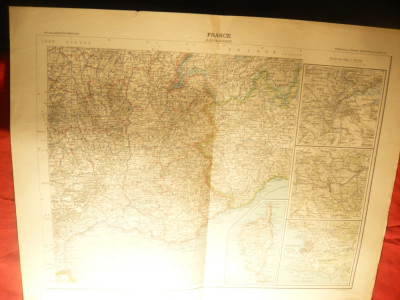 Harta Frantei Partea De S E 1906 Gravor Erhard Frere Paris