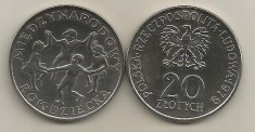POLONIA 20 ZLOTI 1979 ANUL INTERNATIONAL al COPILULUI [1] a UNC - cartonas foto