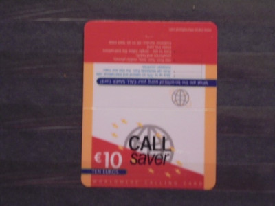 UK - CALL SAVER- WORLDWIDE CALLING CARD- 10 EURO. foto