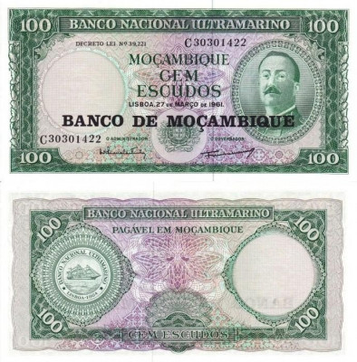 Mozambic 100 escudos 1961 UNC foto