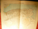 Harta Algeriei si Tunisiei- 1906 , gravor Erhard Frere Paris ,dim.=39x42 cm