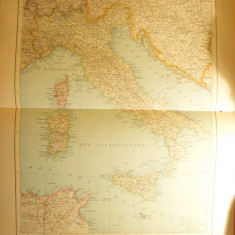 Harta Italiei 1906,dim.=42x39 cm ,Ed.Hachette ,gravor Erhard ,autori F.Schrader