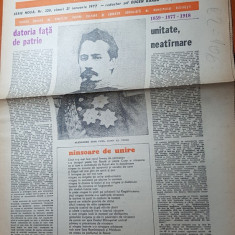 ziarul saptamana 21 ianuarie 1977- 118 ani de la unirea lui cuza