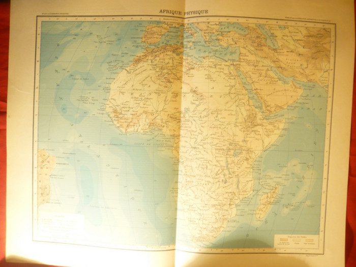 Harta Fizica -Africa-1906,dim.=42x39 cm ,Ed.Hachette ,gravor Erhard ,autori F.
