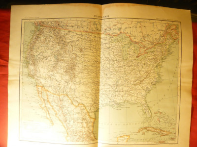Harta SUA -Ed. Hachette 1906 dim.=42x39 cm gravor Erhard ,autori F.Schrader foto