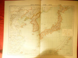 Harta Chinei Orientale , Coreea si Japonia -Ed. Hachette 1906 ,dim.=42x39 cm