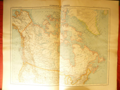Harta Puissance de Canada 1906,dim.=42x39 cm ,Ed.Hachette ,gravor Erhard foto