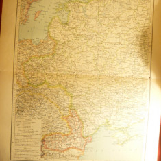 Harta Rusiei Occidentale si a Romaniei- Ed. Hachette 1906 , gravor Erhard