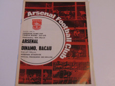 Program meci fotbal ARSENAL LONDRA - DINAMO BACAU 18.03.1970 foto