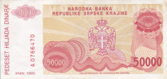 CROATIA 50.000 dinara 1993 KNIN VF+++!!! foto