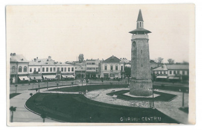 3829 - GIURGIU, Firemen Tower, Market - old postcard, real PHOTO - unused foto