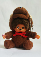 Monchhichi cu costum de ursulet Sekiguchi, maimutica jucarie plus 10 cm, breloc foto