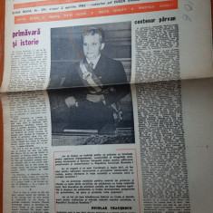 ziarul saptamana 2 aprilie 1982- juramantul lui ceausescu si centenar parvan