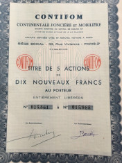 10 000 Franci actiune CONTIFOM Franta la purtator cu cupoane foto
