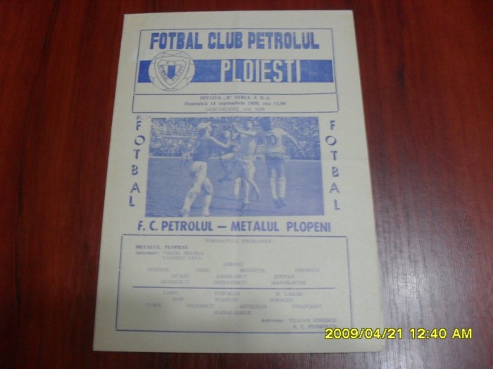 program Petrolul Pl. - Metalul Plopeni