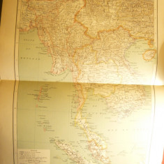 Harta Indochinei -Ed. Hachette 1906 ,dim.=42x39 cm ,gravor Erhard ,autori F.Schr