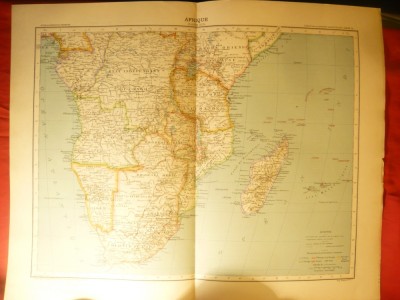 Harta- Africa -Partea de Sud-1906,dim.=42x39 cm ,Ed.Hachette ,gravor Erhard foto