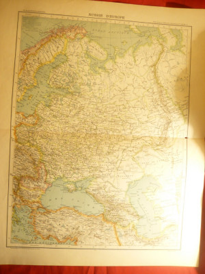 Harta Rusiei Europene si a Zonelor invecinate- inclus Romania -Ed.Hachette 1906 foto