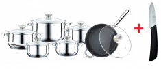 Set oale de gatit 12 piese inox, Peterhof + Cutit ceramic 17 cm Cadou foto