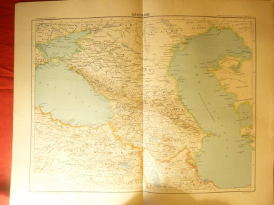 Harta Caucazului -Ed. Hachette 1906 gravor Erhard ,aut. F.Schrader,dim.=42x39 cm foto