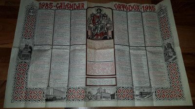 calendar crestin ortodox anul 1985-popaganda comunista pe marginea calendarului foto