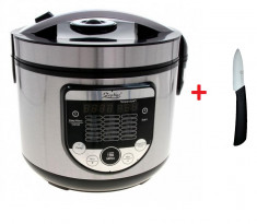 Multicooker multifunctional de gatit Zephyr, inox, 700W,18 programe + Cutit ceramic 17 cm Cadou foto