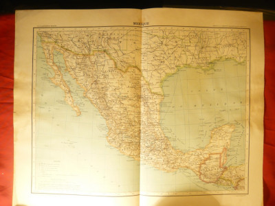 Harta Mexic ,Guatemala ,Honduras Englez- Ed. Hachette 1906dim.=42x39 cm foto