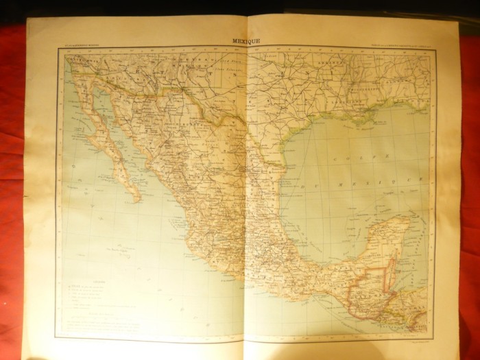 Harta Mexic ,Guatemala ,Honduras Englez- Ed. Hachette 1906dim.=42x39 cm