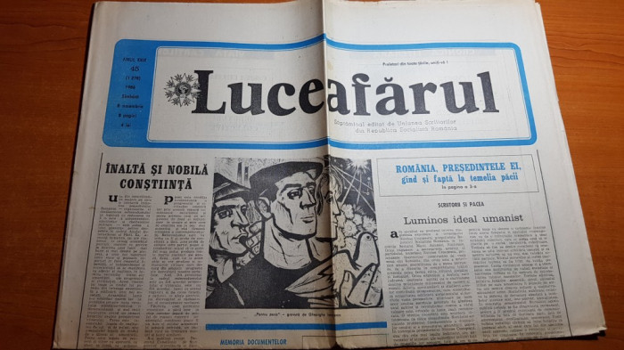 ziarul luceafarul 8 noiembrie 1986-articol &quot;inalta si nobila constiinta &quot;