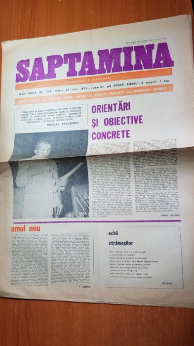 ziarul saptamana 25 iulie 1975-cuvantarea lui ceausescu la plenara PCR