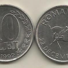 ROMANIA 10 LEI 1992 [1] XF+ , livrare in cartonas