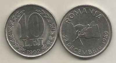 ROMANIA 10 LEI 1992 [1] XF+ , livrare in cartonas foto