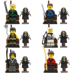 Set 6 minifigurine tip LEGO Ninjago Movie Kendo Suits, Kai, Cole, Nya, Zane, Jay foto