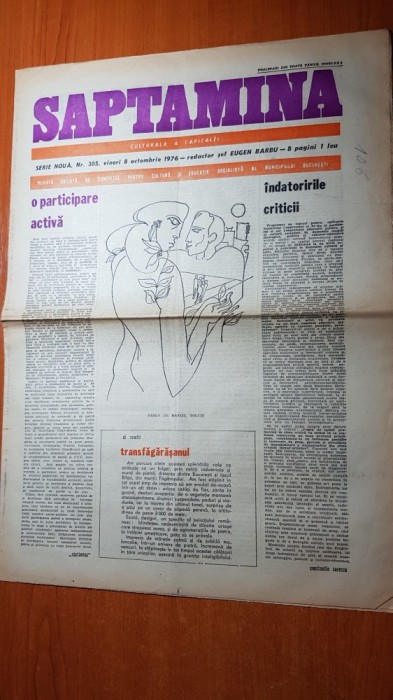 ziarul saptamana 8 octombrie 1976-art. &quot;transfagarasanul&quot;si&quot; indatoriri critice&quot;
