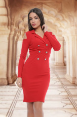 Rochie rosie stil sacou foto