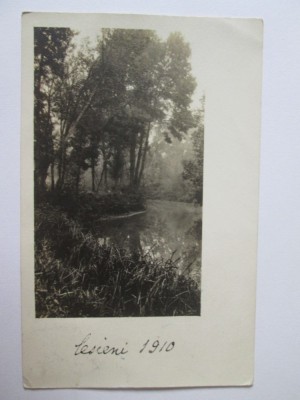 Rara! Fotografie carte postala orig. 137 x 87 mm cu mosia Cezieni-Caracal 1910 foto