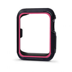 Husa protectie Apple Watch 42mm, Seria 3, 2 si 1, carcasa silicon, negru, rosu foto
