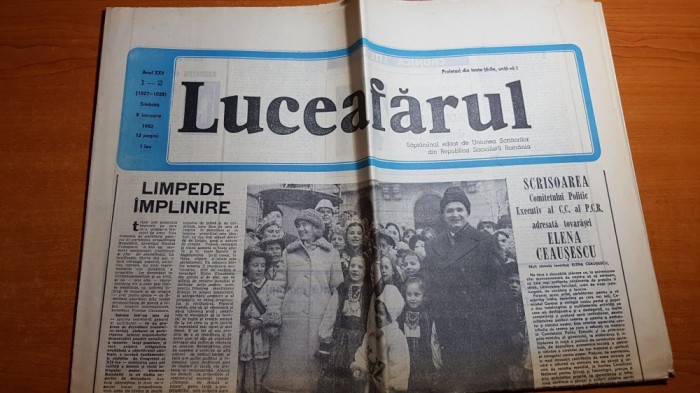 ziarul luceafarul 9 ianuarie 1982-ziua de nasterea a elenei ceausescu