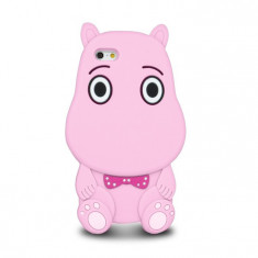 Husa Silicon 3D Hippo iPhone 6 / 6s roz foto