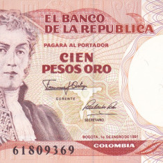 Bancnota Columbia 100 Pesos Oro 1991 - P426e UNC