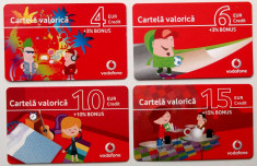 ROMANIA LOT / SET 4 cartele Vodafone 4 6 10 15 euro - PENTRU COLECTIONARI ** foto