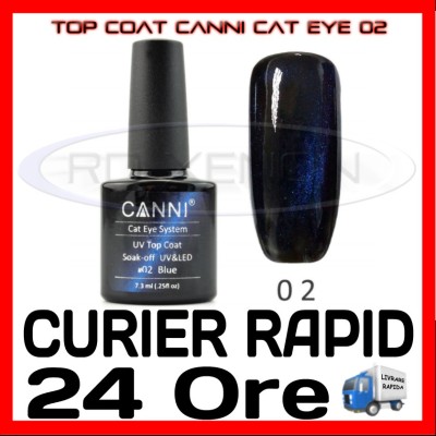 TOP COAT CANNI CAT EYE 02 ALBASTRU 7.3ML - LUCIU FINAL - MANICHIURA GEL UV foto