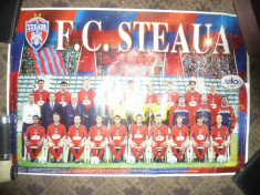 Poster al Echipei de Fotbal STEAUA -anii &amp;#039;90 dim. =70x47 cm -uzat foto