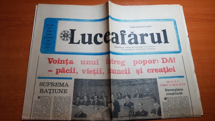 luceafarul 22 noiembrie 1986-referendumul pt reducerea armamentelor militare