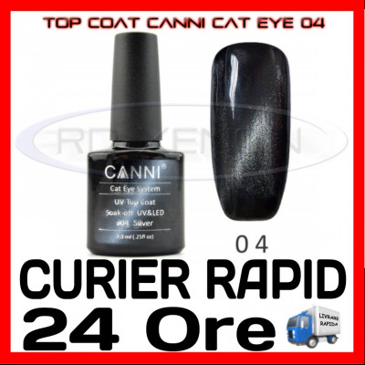 TOP COAT CANNI CAT EYE 04 ARGINTIU 7.3ML - LUCIU FINAL - MANICHIURA GEL UV foto