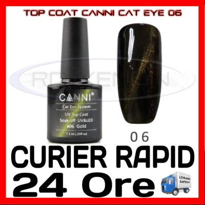 TOP COAT CANNI CAT EYE 06 AURIU 7.3ML - LUCIU FINAL - MANICHIURA GEL UV foto