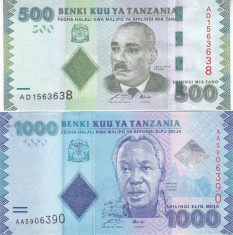 Bancnota Tanzania 500 si 1,000 Shilingi 2011 - P40/41 UNC ( set x2 bancnote ) foto