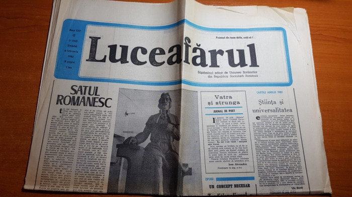 ziarul luceafarul 6 februarie 1982- articolul &quot; satul romanesc &quot;