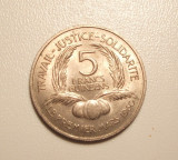 GUINEA / GUINEEA AFRICANA 5 FRANCI 1962 -UNC, Africa