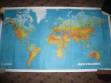 Harta fizica a Pamantului - editat de Air France - Le Point-dim. =146x84 cm